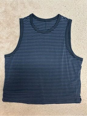 lululemon athletica Navy and Light Blue Striped Tank Top